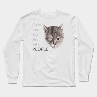 Cat Face Illustration with Funny Text Long Sleeve T-Shirt